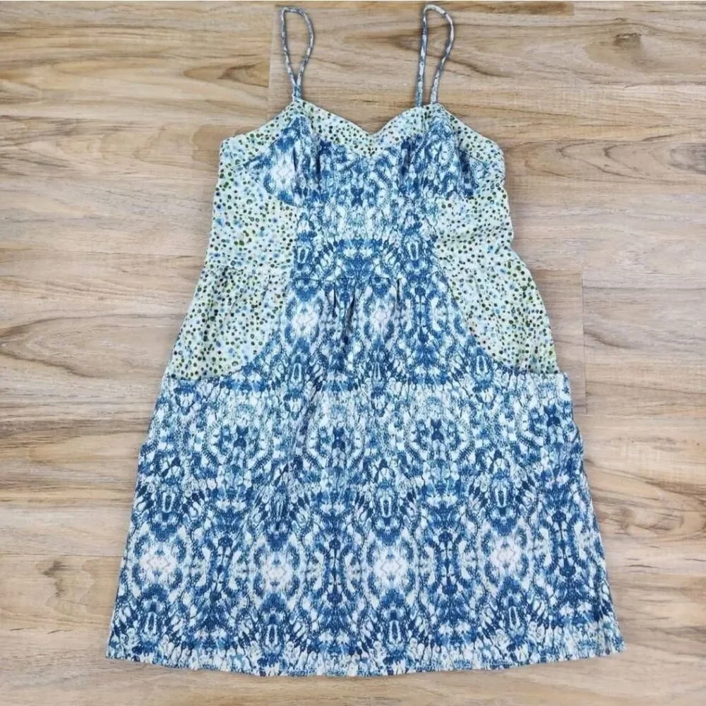 🔹️Green & Blue Floral Patchwork Sleeveless Dress Large